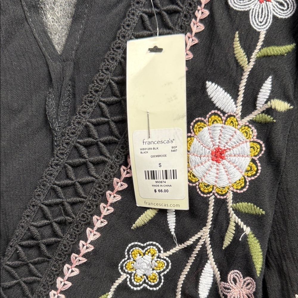 Audrey Parks by Francesca’s Chic Black Floral Embroidered Dress - Picture 3 of 6